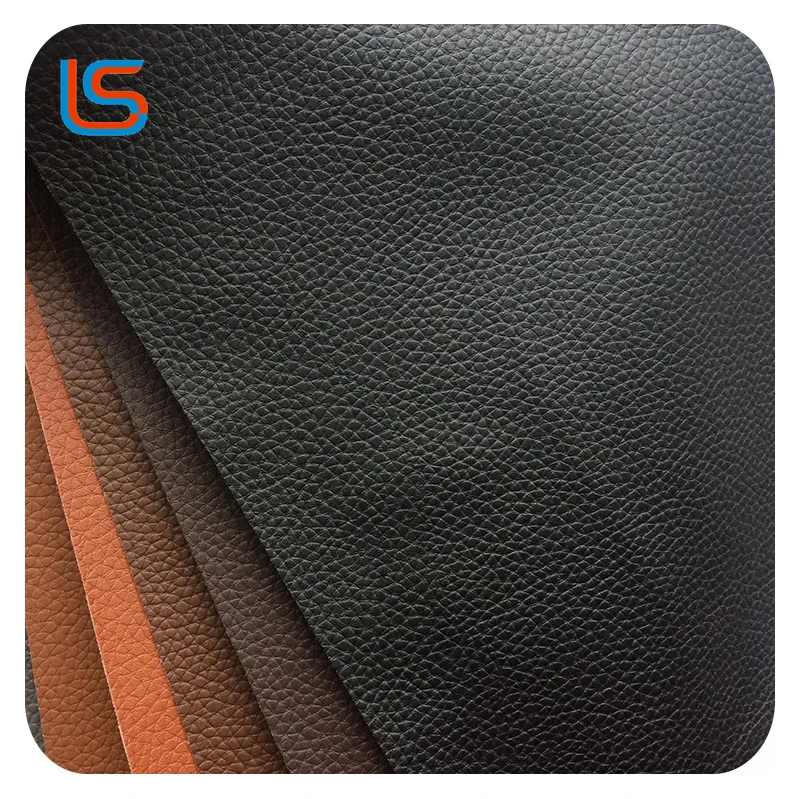 
Classical Litchi design PVC leather with knit backing for sofa 