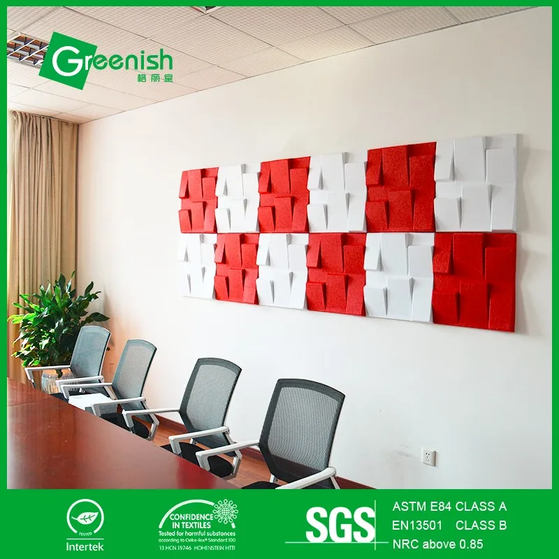 Ecofriendly embossed polyester fiber 3d acoustic wall panel