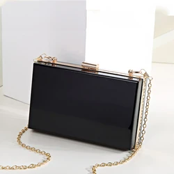 Custom wholesale fashion elegant clear women acrylic box clutch bag with chain strap