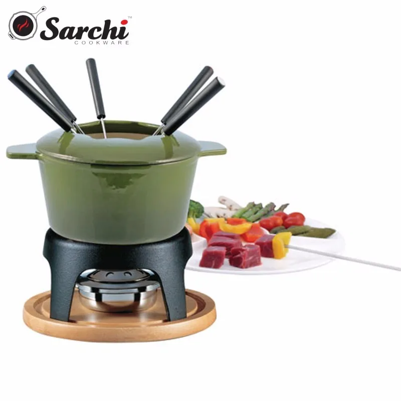 
2017 Hot Sale Mini cast iron melting chocolate fondue set 