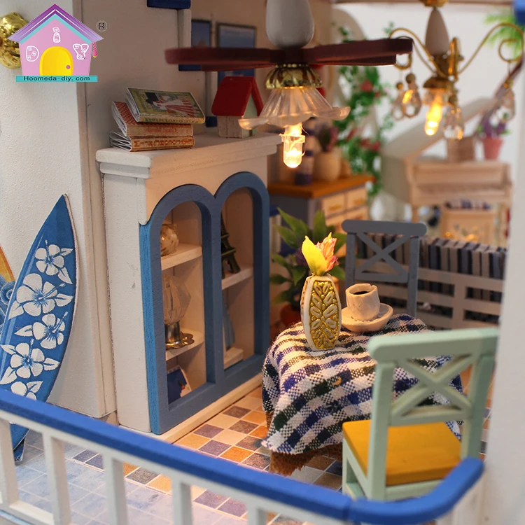 Hongda 13844 Legend Of The Blue Sea Diy Doll House Wooden Doll Houses Miniature Dollhouse Kit For Girls