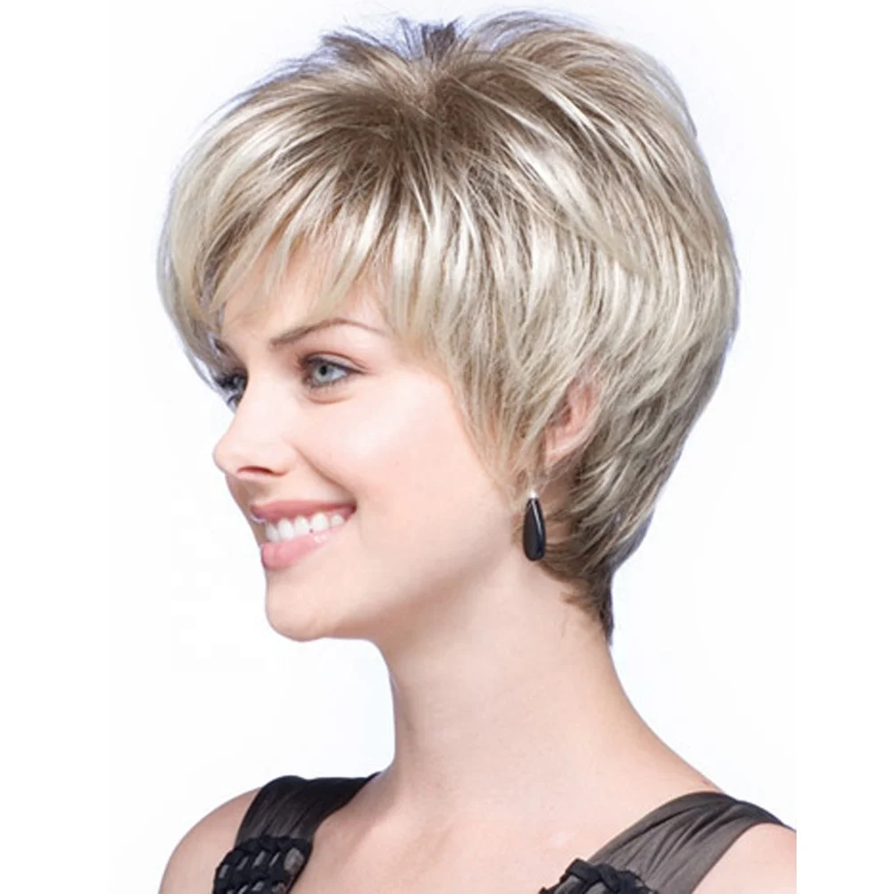 Парики из синтетических волос для женщин, короткий парик, лохматый парик, блонд, косые волосы с бахромой