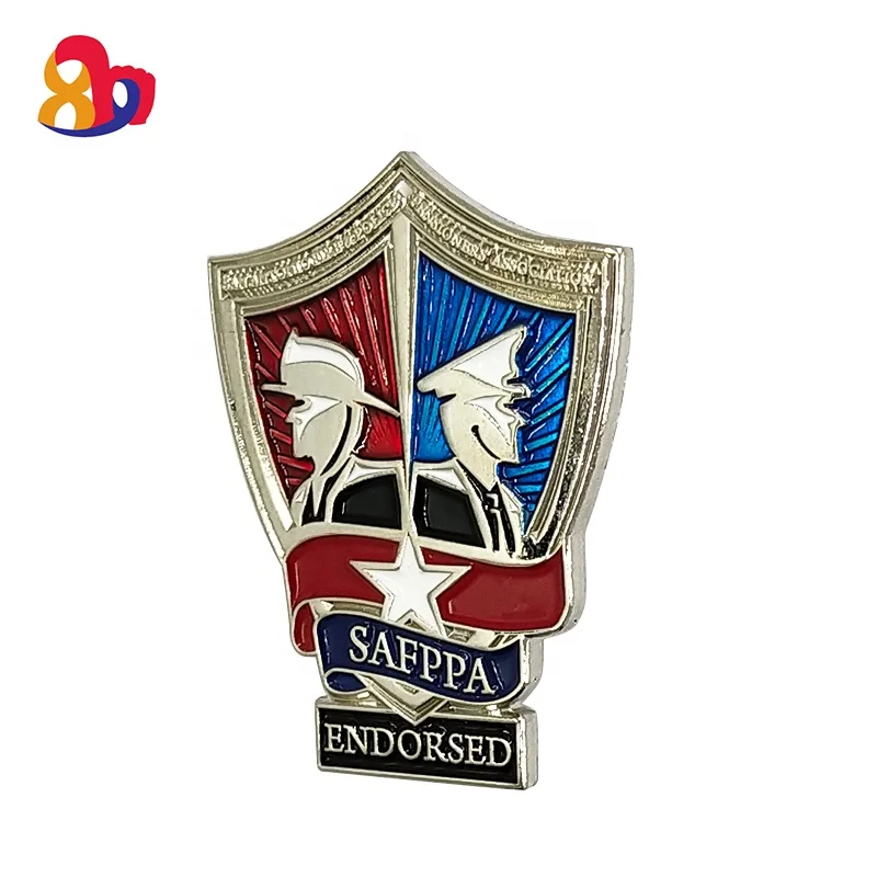 Factory Wholesale Zinc Alloy Blue Red War Metal Custom Brooch