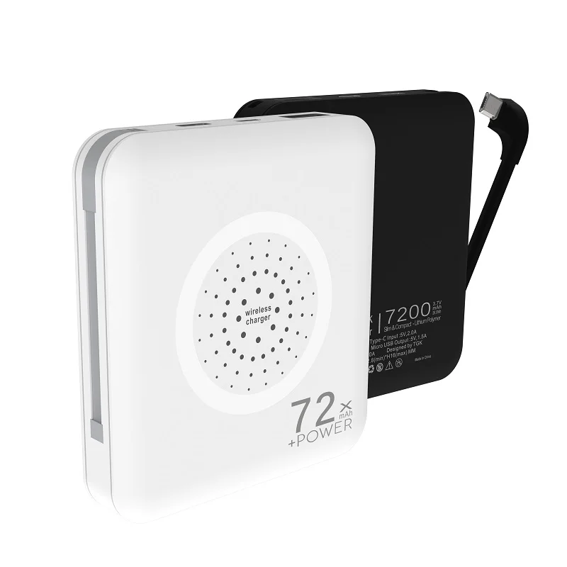 New 7200mAh LED 2 in 1 Powerbank Charger Wireless Charging Power Bank for iPhone