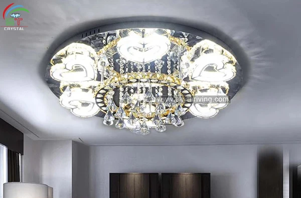 Heart-shaped led crystal ceiling light