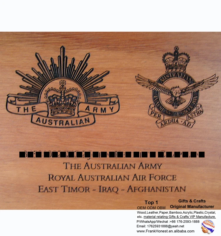 Green Velvet Lining Birch Wooden Medal Gift Box With Wood Lid