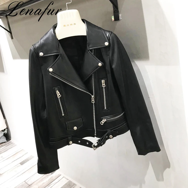 Fashion women Autumn jacket short real Sheepskin Leather Jacket New Arrival