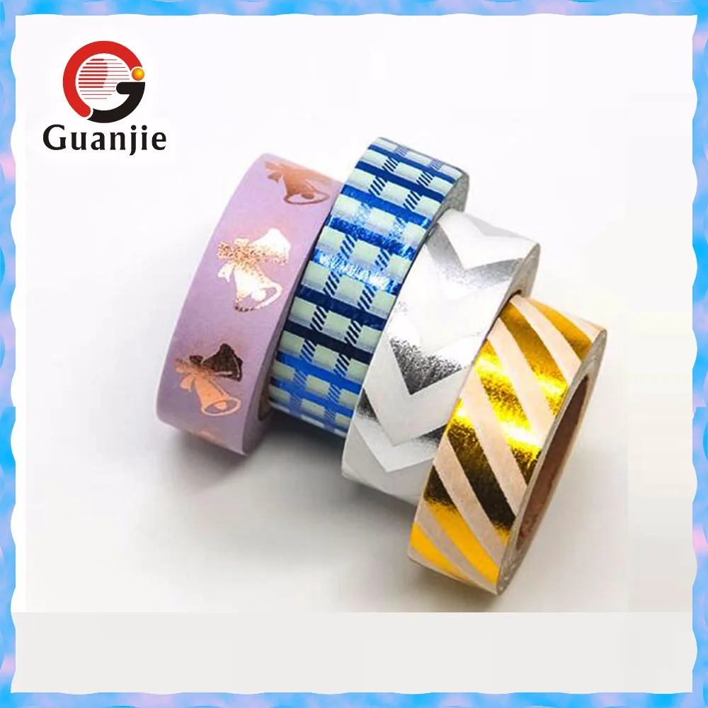 High quality custom foil washi tape/ gold or silver hot stamping washi tape
