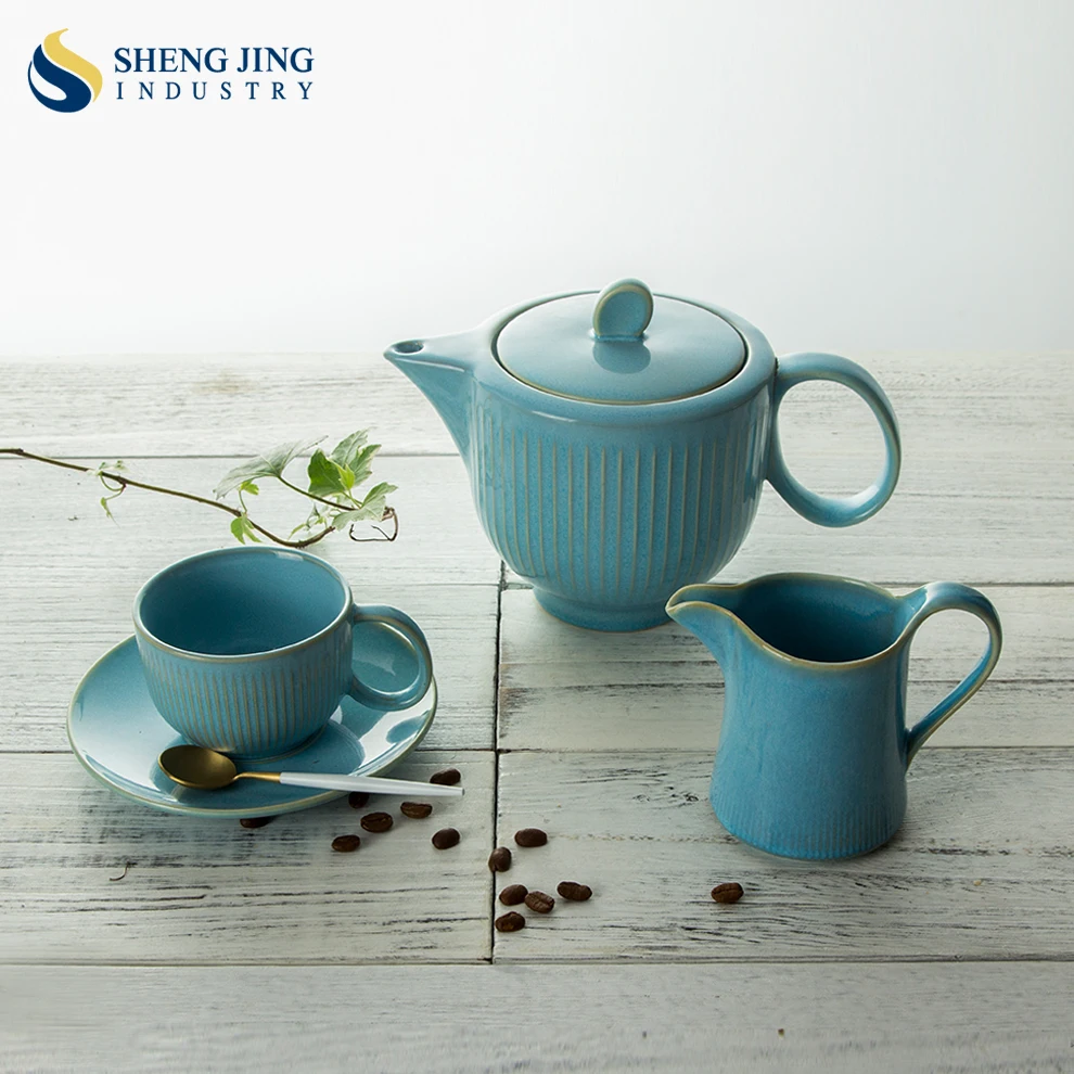 Juego De Te Porcelana Tea Det Blue Korean Coffee Pot