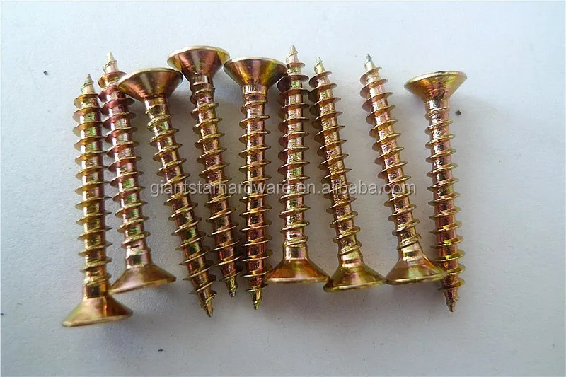 Yellow zinc platd chipboard screws DIN 7505
