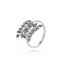 Classical Never Fade Platinum Plated Olive Branch Rings CZ Diamond Personality Ring Jewelry For Women