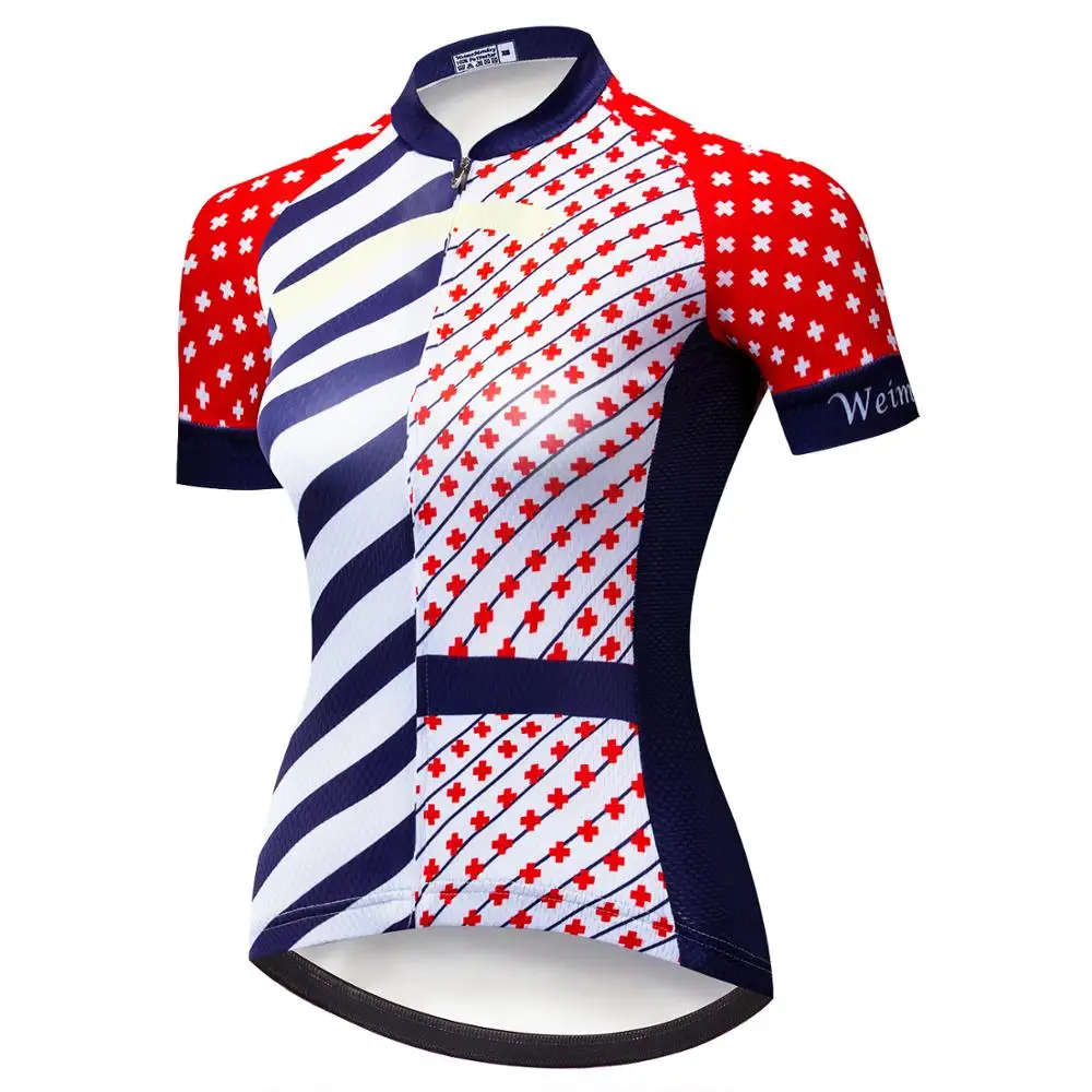 Wholesale Summer Team Road Bike Shirt Tops Short Sleeve Reflective Bicycle Clothing Racing Sports Wear Cycling Jersey Women