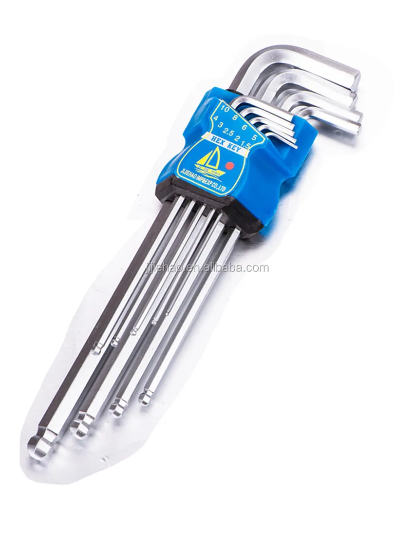 Заводская дешевая цена 9 шт. набор длинных шестигранных ключей с длинными ручками шариковых шестигранный ключ 4 мм 6 1