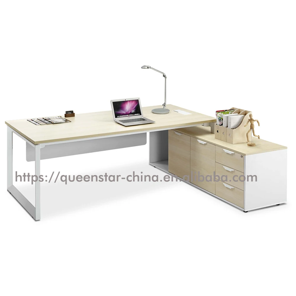 QS-ODJ05 modern manager executive desk with pedestal with metal frame MFC desktop director table