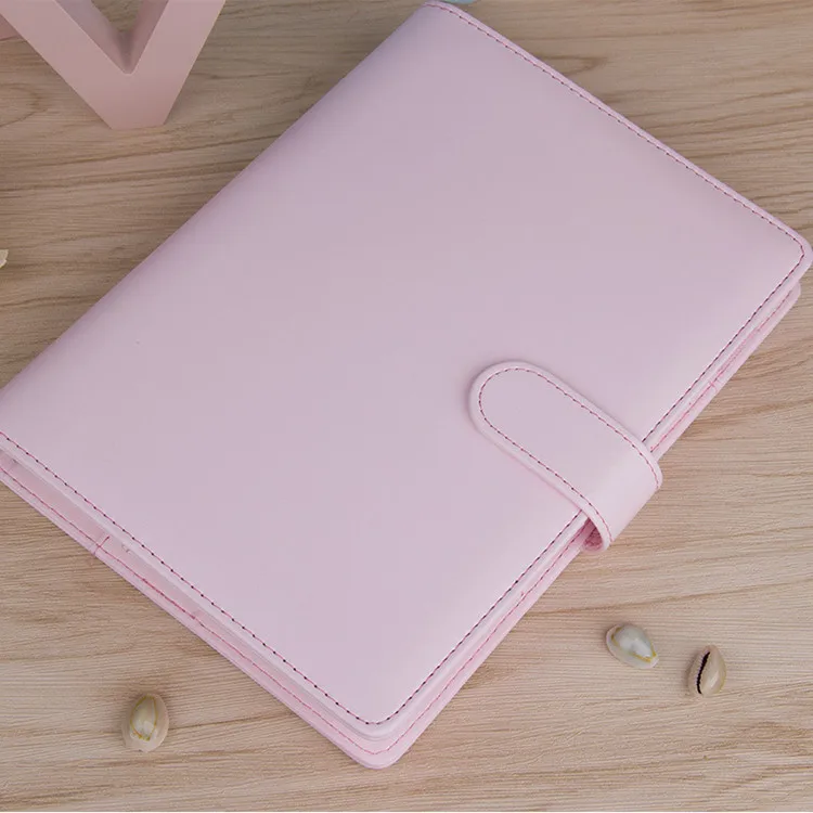 Fine classic macaron PU leather 6 rings binder spiral notebook agenda planner organizer stationery A5