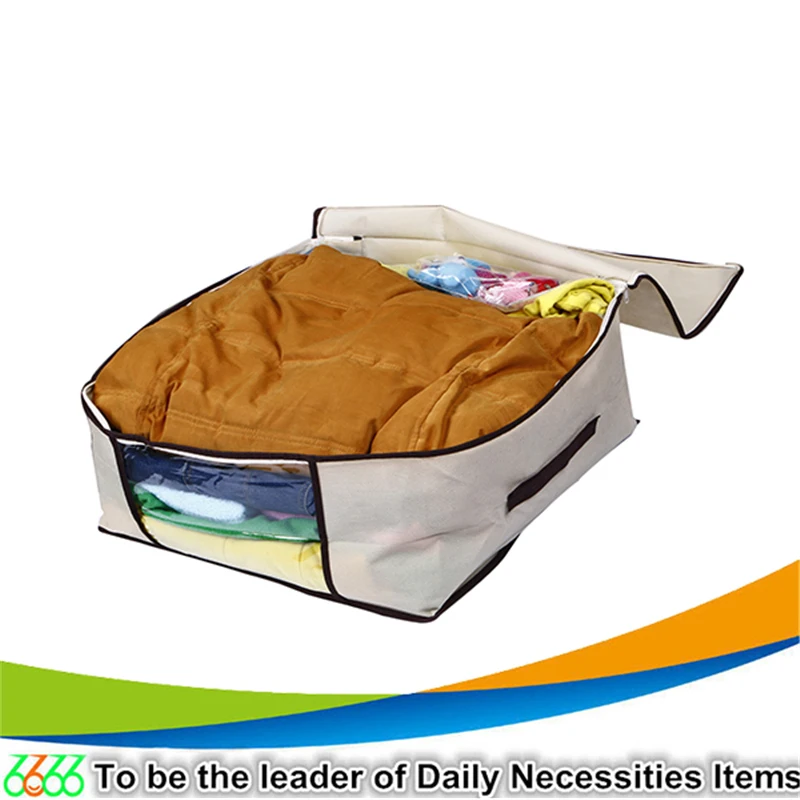Small market products cloth storage box foldable underbed clear vinyl pvc zipper blanket bags