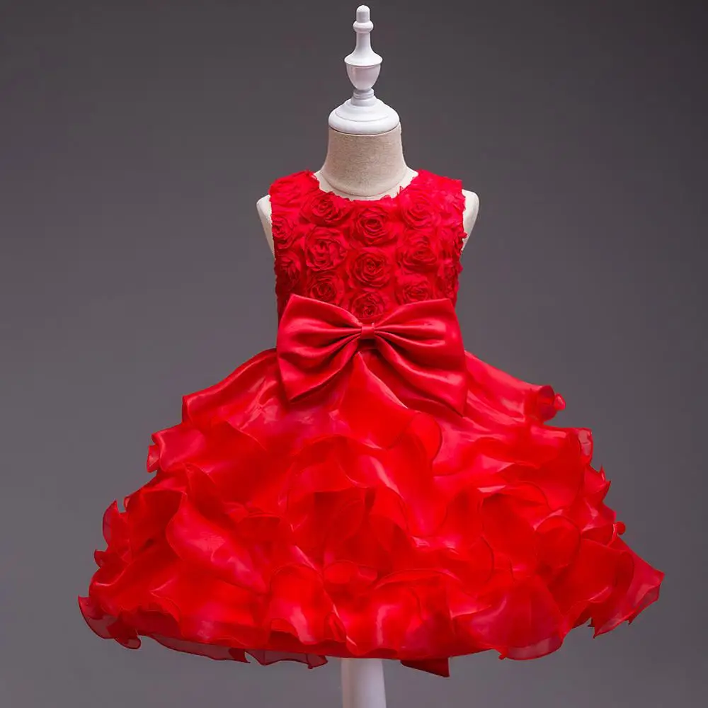 
BH037 Flower Girls Wave Ruffle Flocks design Children Hand Made Appliqued Wedding Gown Kids Evening Dresses New Fashion 2018 