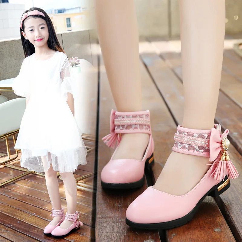 or10886h Spring autumn new model children shoes girls kids little high heel leather shoes