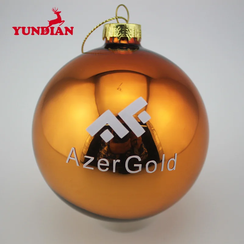 Высококачественный декоративный зеркальный стеклянный Рождественский шар с логотипом