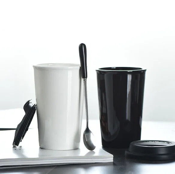 Ceramic Double Wall Insulated Travel Coffee Cup with Splash-proof Slider Lid