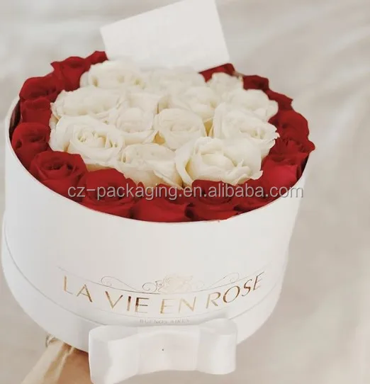 Round Paper Custom rose gift box with lid