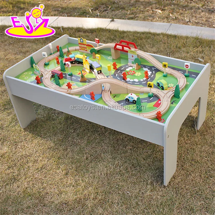Wholesale cheap educational kids activity toys wooden train table set W04C070
