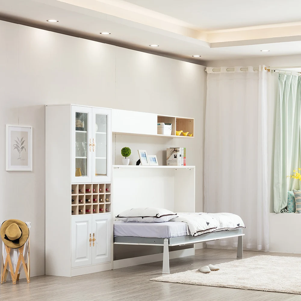 Widely used space saving adjustable murphy bed hardware beds bookshelf queen wall bed