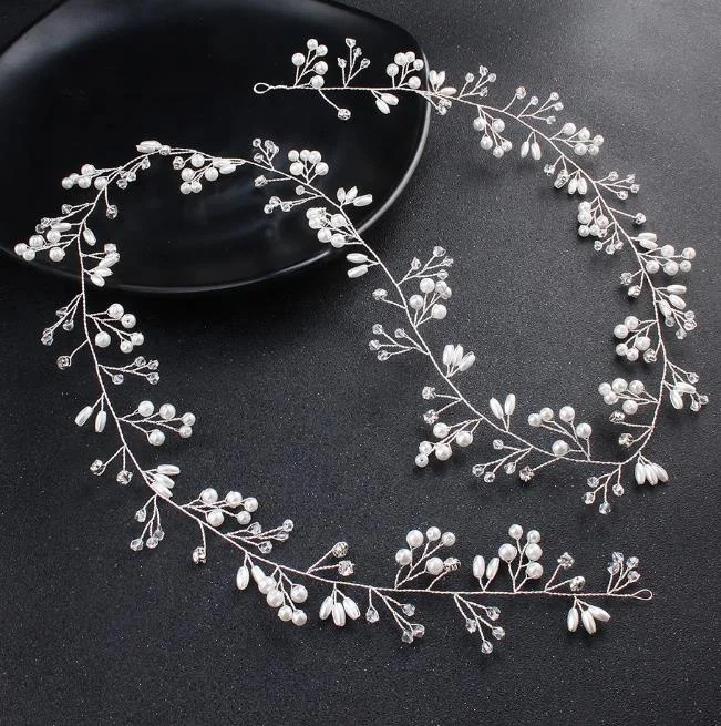 
Handmade Crystal Diamond Pearl Hair Accessories Bridal Headband for Wedding 
