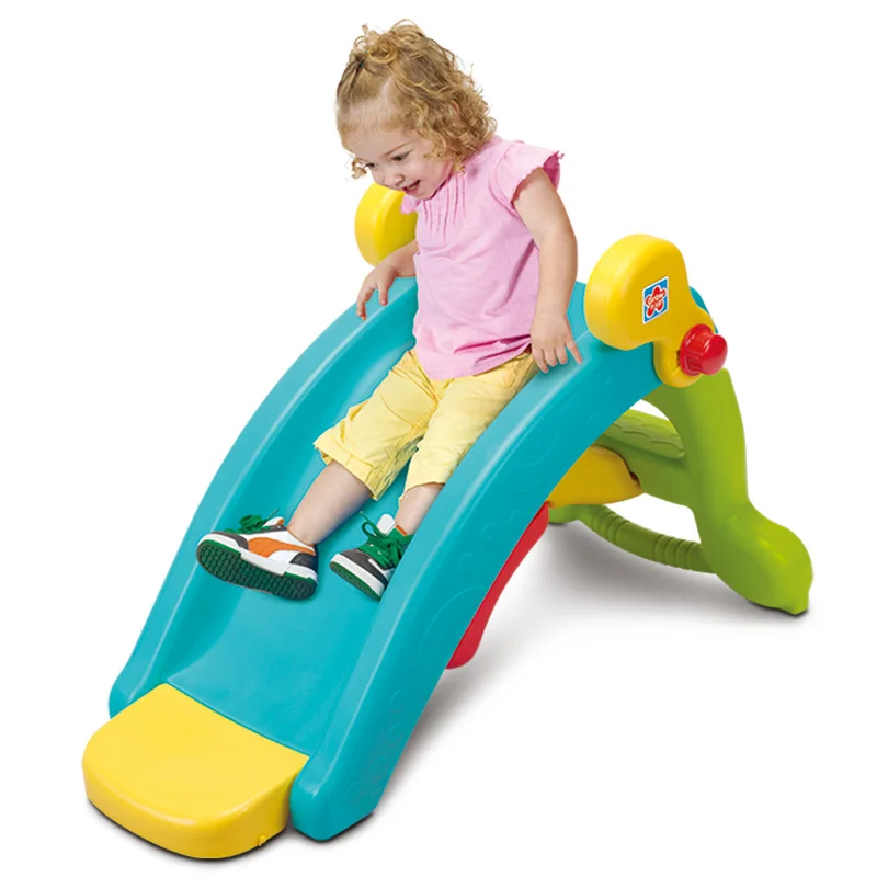 Family indoor multi-functional baby folding mini slide and rocking horse day care center kids toy for sale