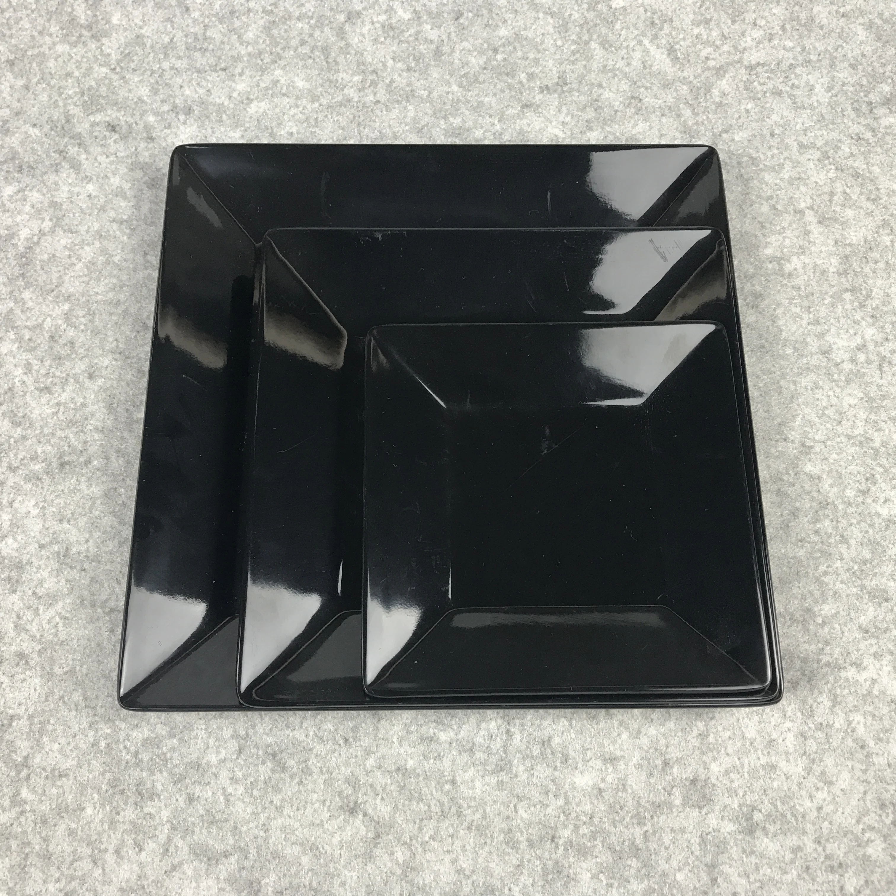 8 inch black square dinner display plate