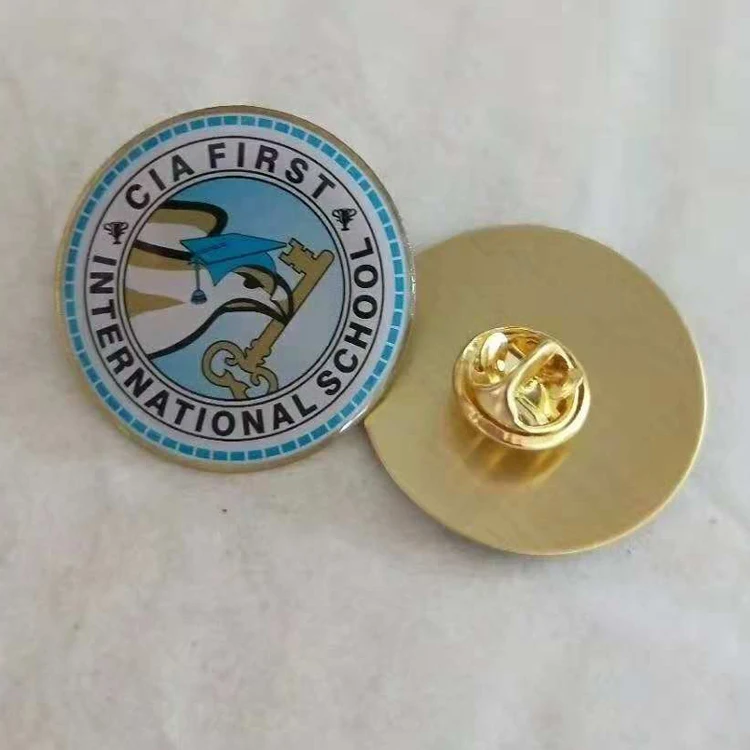 Wholesale Cheap Badge Custom metal printed pins badges with epoxy