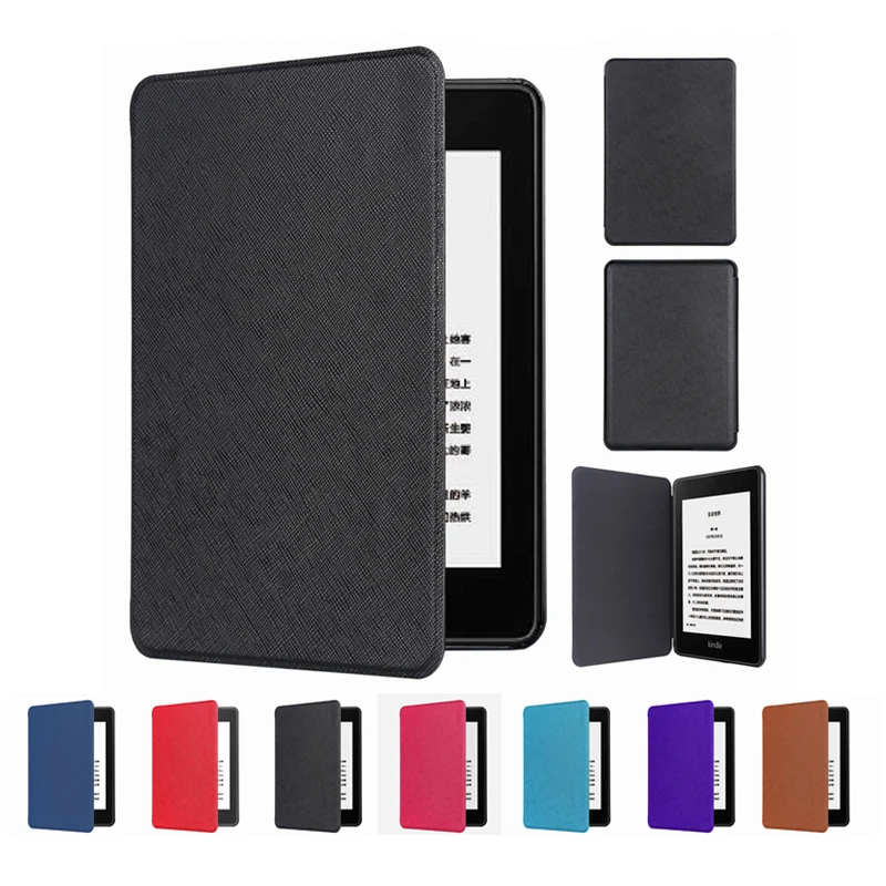 For Amazon Kindle Paperwhite 4 PU Flip Cover Cross Pattern Book Style Case