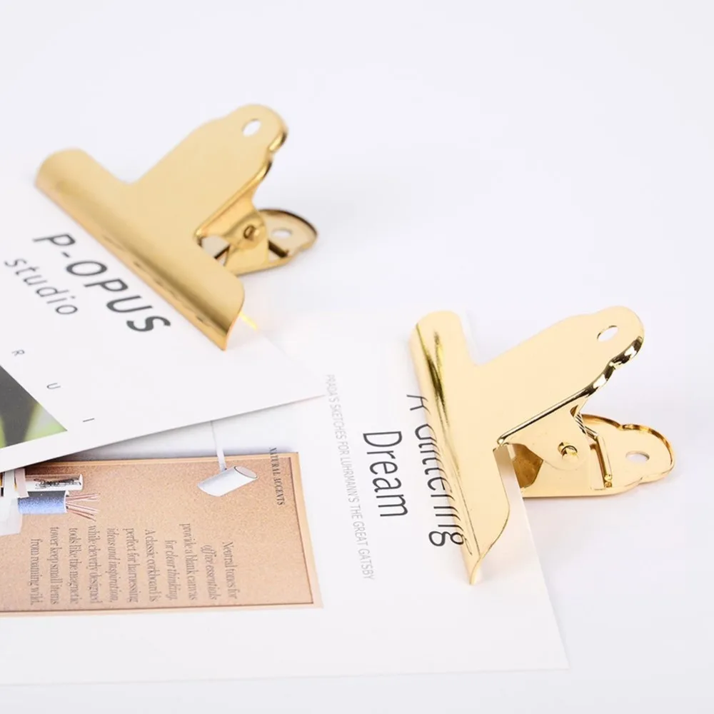 Hanging Gold Stainless Steel Heavy Duty Paper Bulldog Clamp Clips