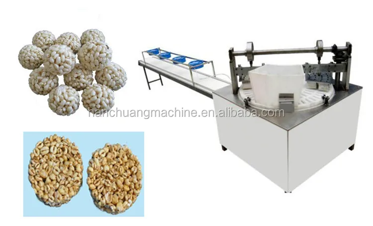 Puffed rice candy cake production line popcorn ball forming machine