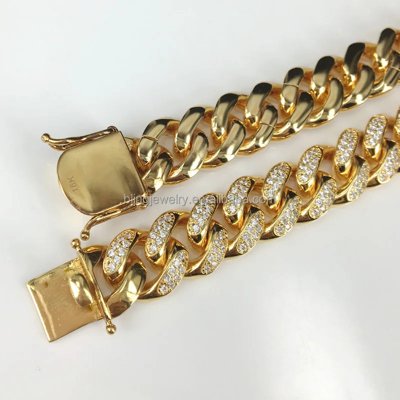 Hip hop bling bling Miami CZ cuban link necklace with big diamond