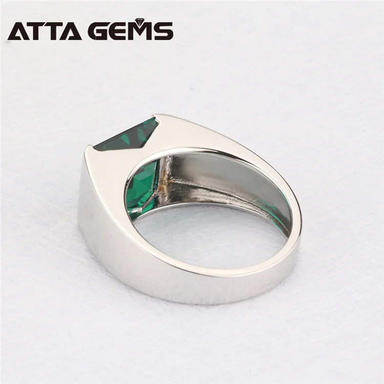 Jewelry Nano Square Emerald Gemstone Stone Ring Green Sterling Silver for Men Trendy Italian Silver Fine Silver 925 Topaz Ring