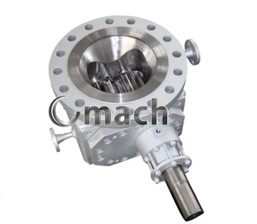 Low viscosity polymer melt gear pump for reactor as discharge pump