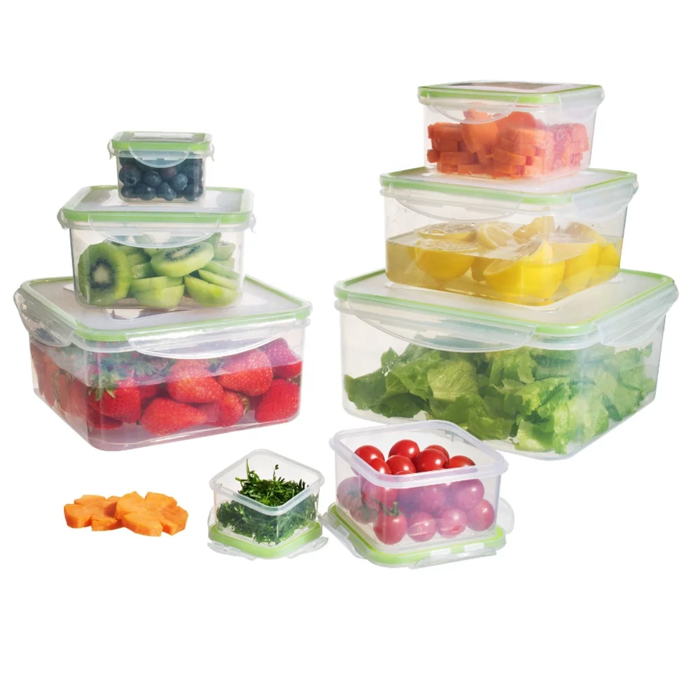 BPA Fee Plastic 7 IN 1 Nesting Airtight Lids,  Food Storage Containers Boxes, Clear