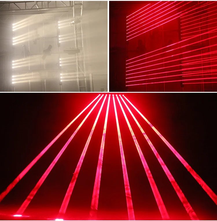 Professional laser lights 8 head red fat beam laser bar+warm white led dmx moving head laser disco light for sale