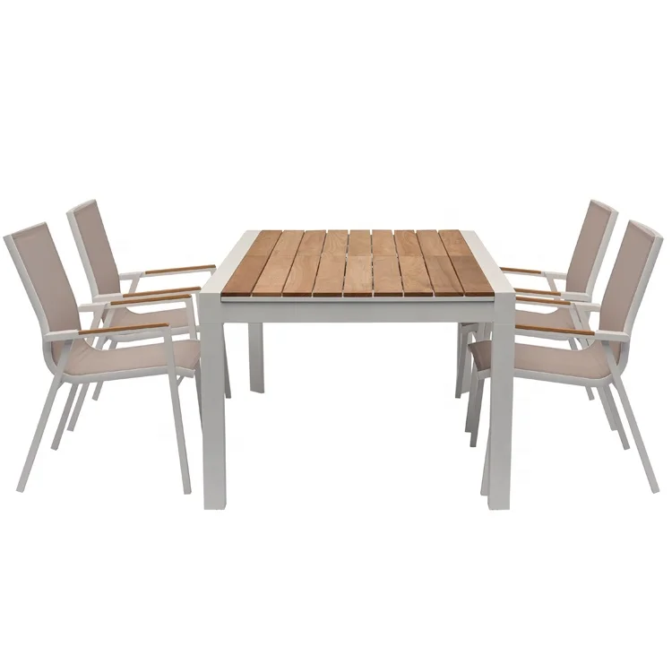 Yinzhou Living Outdoor Wooden Top Dining Set Extendable Dining Table