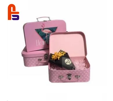 Baby Clothes Shoe Paper  Gift Set Cardboard  Suitcase Boxes Natural Handmade Cardboard Suitcase Gift Box Toy Packaging Box
