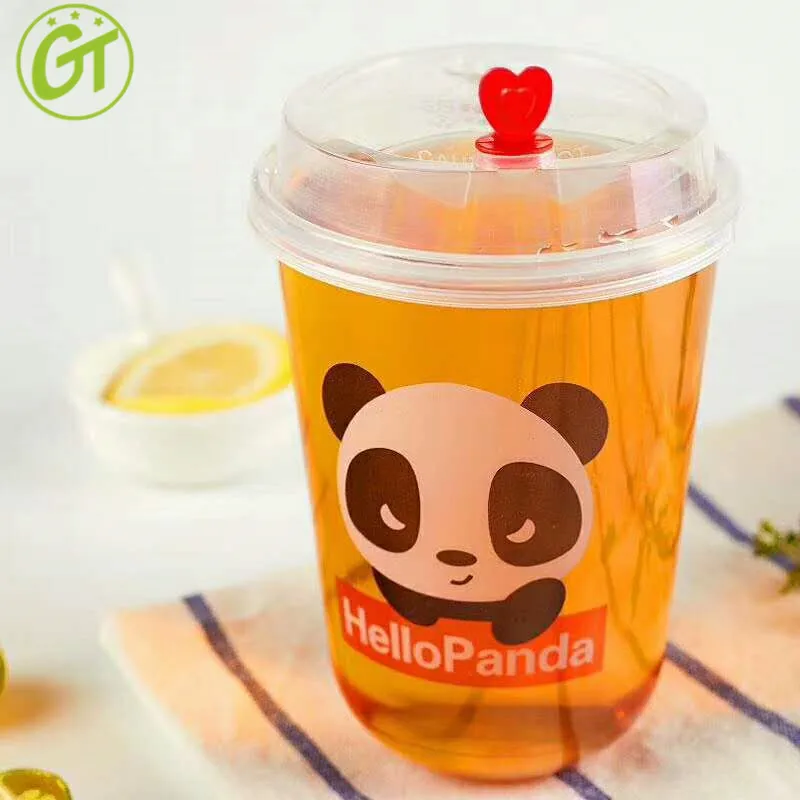 High quality 500 ml 16oz plastic U shape PP  bubble tea cup with lids and straws