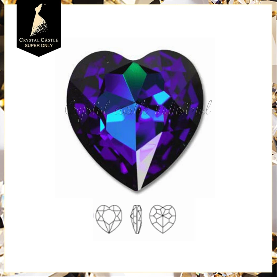 Crystal Castle jewelry making sparkle 4827 heart shaped clear white foil back sew on pointed back rhinestones wholesale gemstone