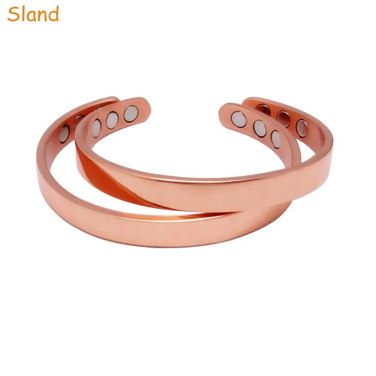 Guangzhou Sland wholesale Healing Bio health cuff jewelry 6pcs magnet Pain Relief 900 pure magnetic copper bracelet