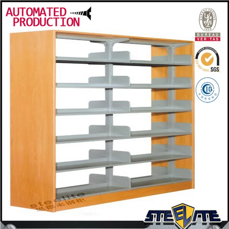 Wholesale factory price Solid wooden stand column wrought iron library bookshelf sale