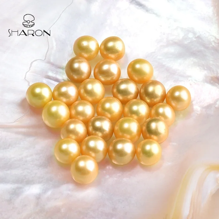 
Wholesale 6-7mm Cultured Natural Freshwater Round South Sea Gold Loose Pearl For Jewelry Making 