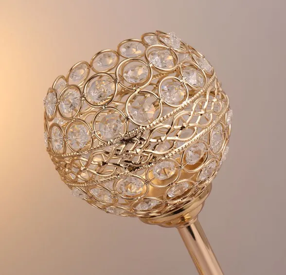 Manufacturer stand Metal/crystal gold silver rose gold candlestick long stemmed crystal metal Wedding Centerpiece candle holder