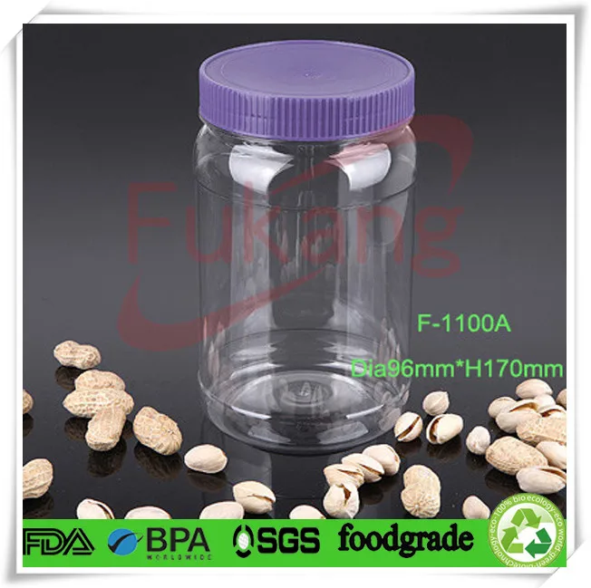 1300ml food grade clear octagon plastic pet bottle with cap, plastic jars for candy nut gift wholesale made in China supplier