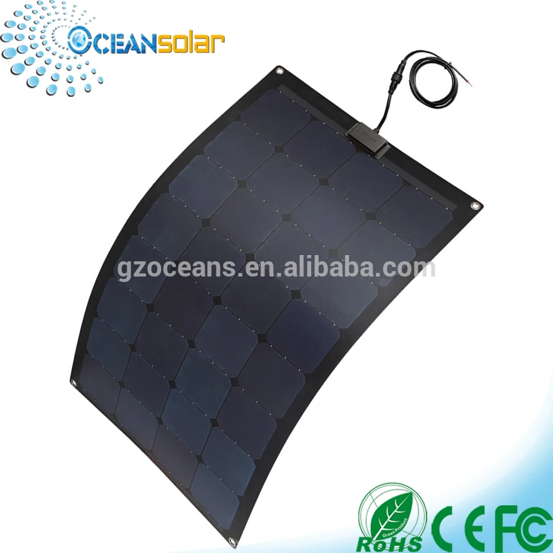 12v 110w semi flexible  sunpower solar panel ETFE all in black