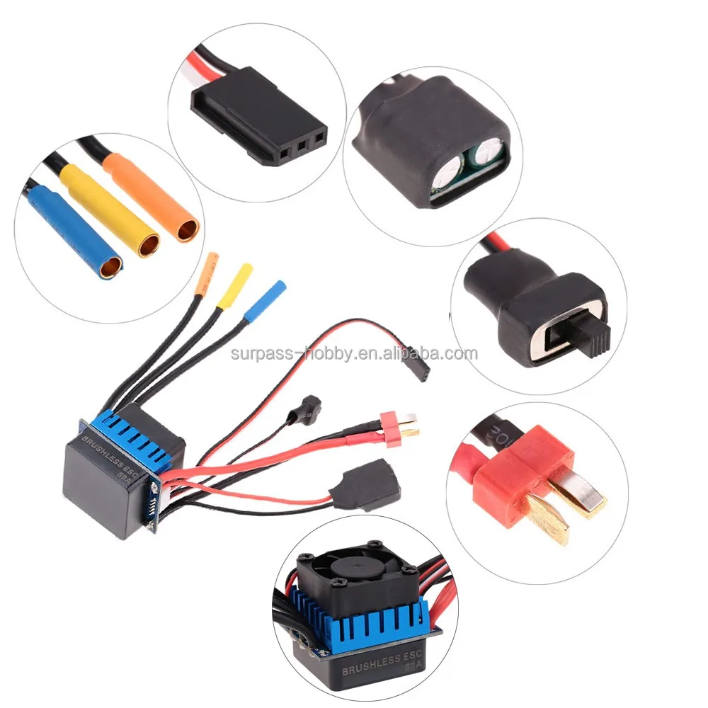 60A ESC combo with 3650 sensorless brushless rc motor for 1/10 rc cars